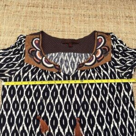 Common Thread Anthropologie Ikat Patterned Tunic Blouse Top Large - Picture 7 of 8